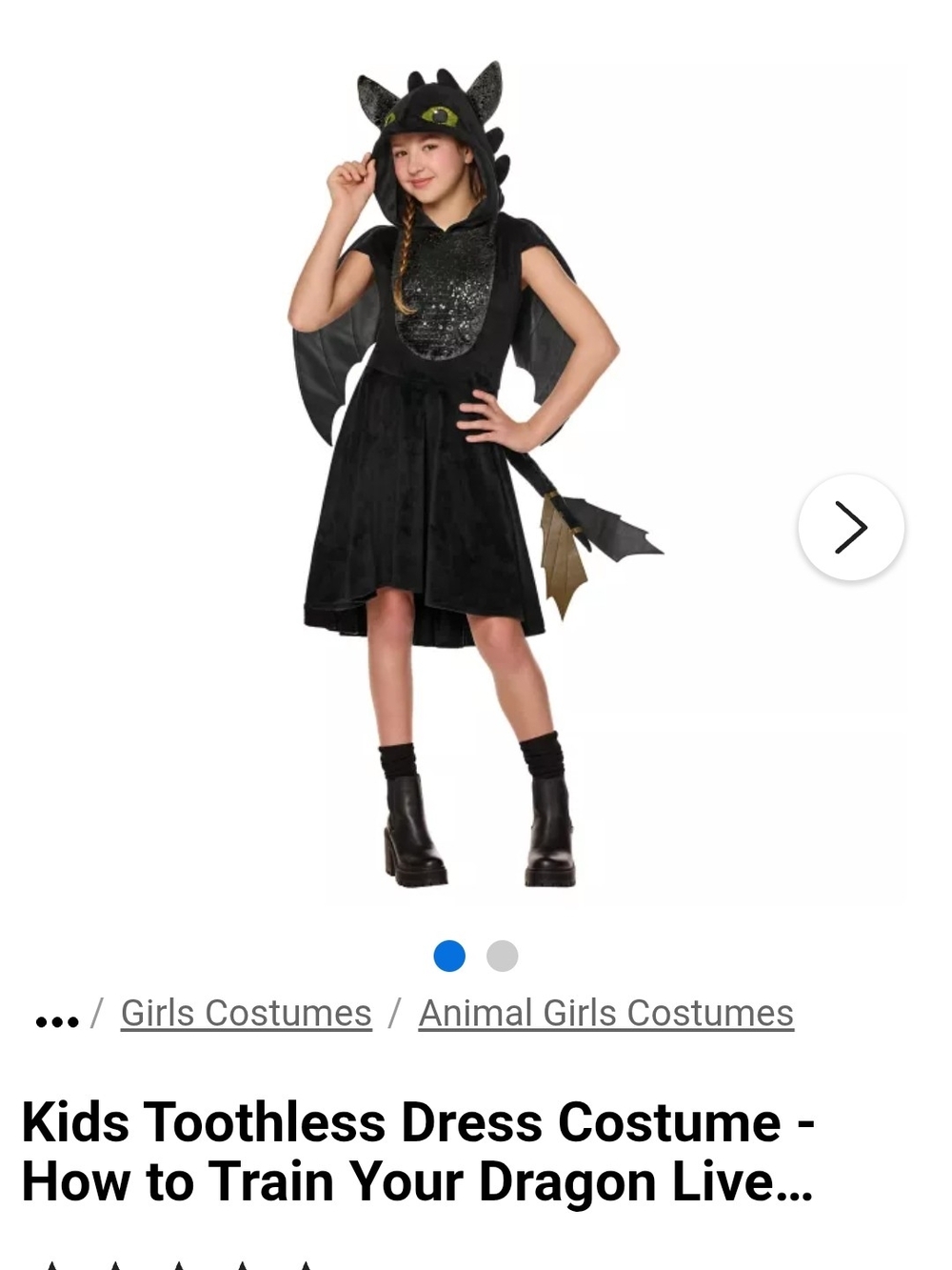 Girls Toothless Costume - How To Train Your DRAGON - SIZE SMALL - Picture 2 of 2
